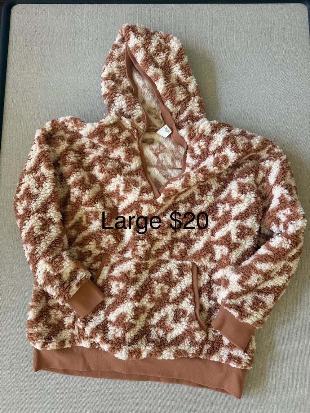 Victoria's Secret Sherpa Hooded Pullover - Cream & Brown